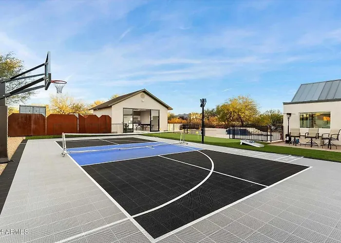 Private Pickleball Court Pool Heat Fire Pit